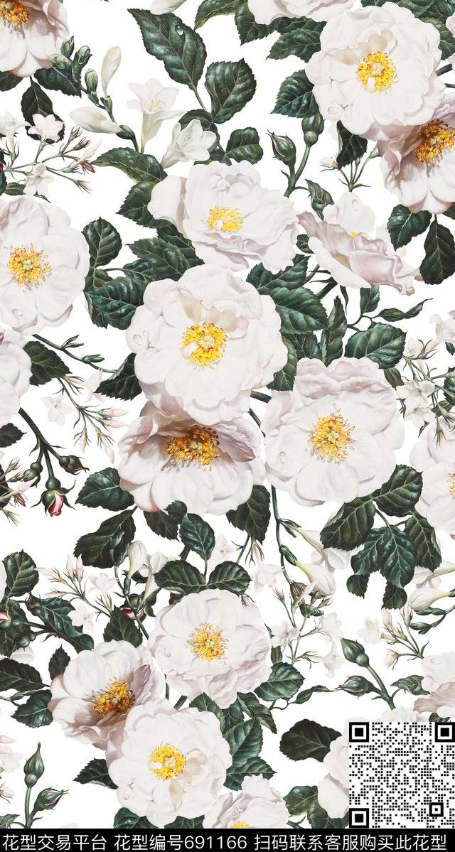 手绘、花卉、沙发布传统印花华亿平台下载（图片编号: 691166） - 瓦栏（Walan）
