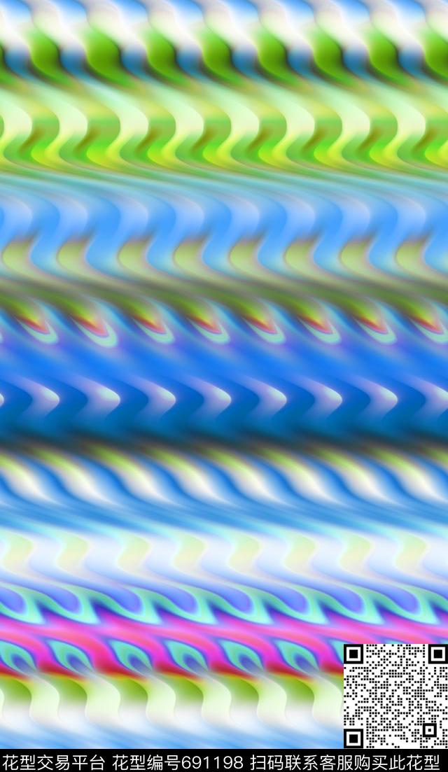 几何波纹条纹数码印花华亿平台下载（图片编号: 691198） - 瓦栏（Walan）