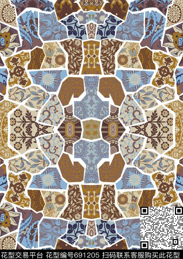 青花瓷民族风英伦传统印花华亿平台下载（图片编号: 691205） - 瓦栏（Walan）