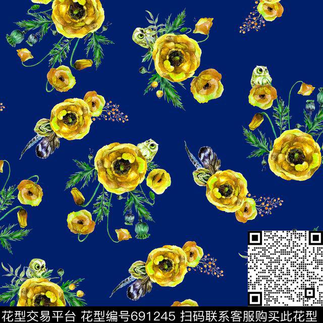 罂粟花花朵花卉数码印花华亿平台下载（图片编号: 691245） - 瓦栏（Walan）