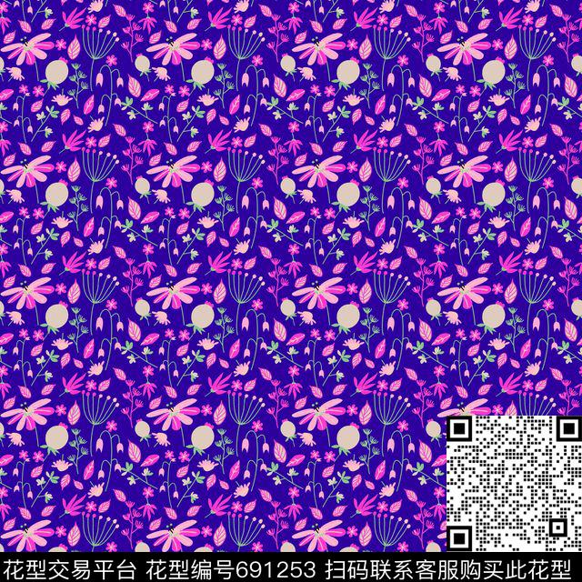 小碎花花朵花卉传统印花华亿平台下载（图片编号: 691253） - 瓦栏（Walan）