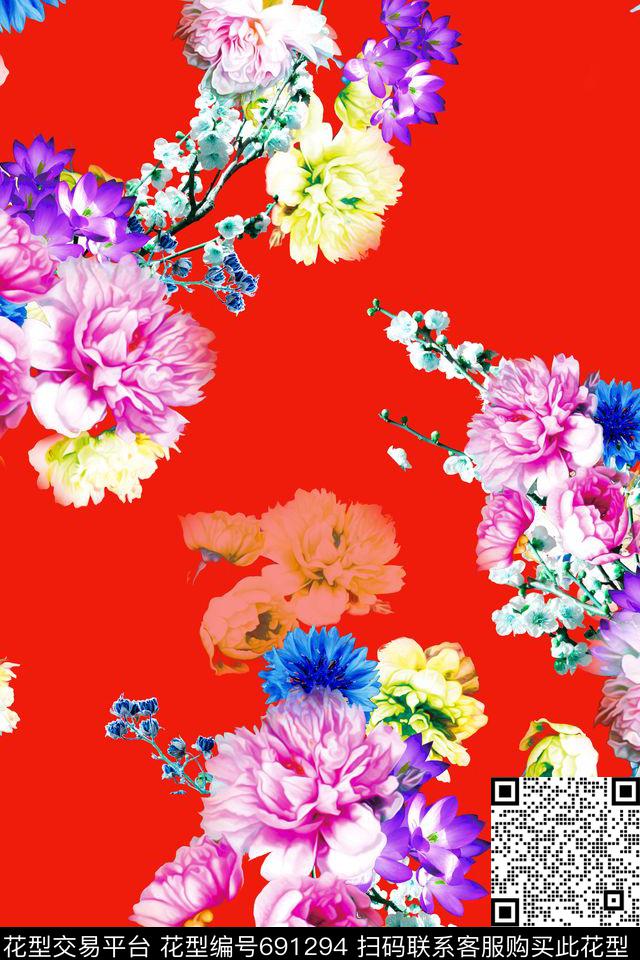 女装花卉纯色底数码印花华亿平台下载（图片编号: 691294） - 瓦栏（Walan）