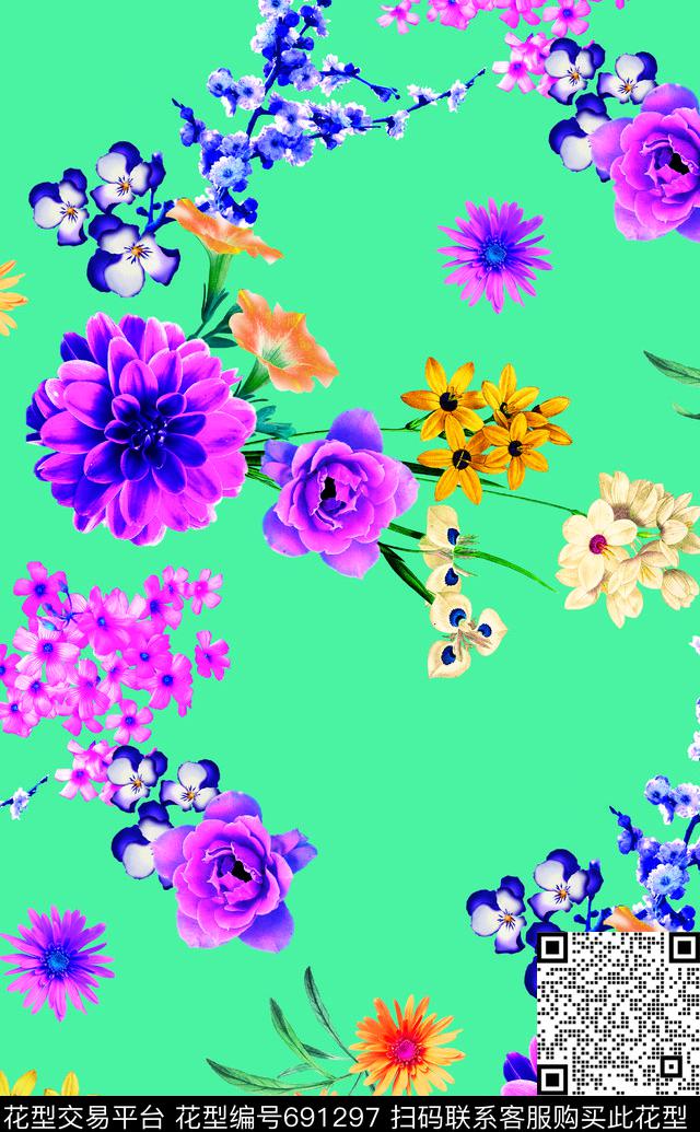 女装花卉纯色底数码印花华亿平台下载（图片编号: 691297） - 瓦栏（Walan）