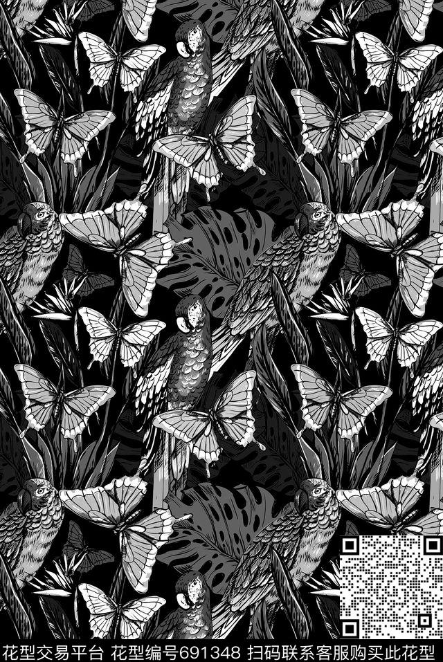 鹦鹉巴西亚马逊热带雨林、世界杯传统印花华亿平台下载（图片编号: 691348） - 瓦栏（Walan）