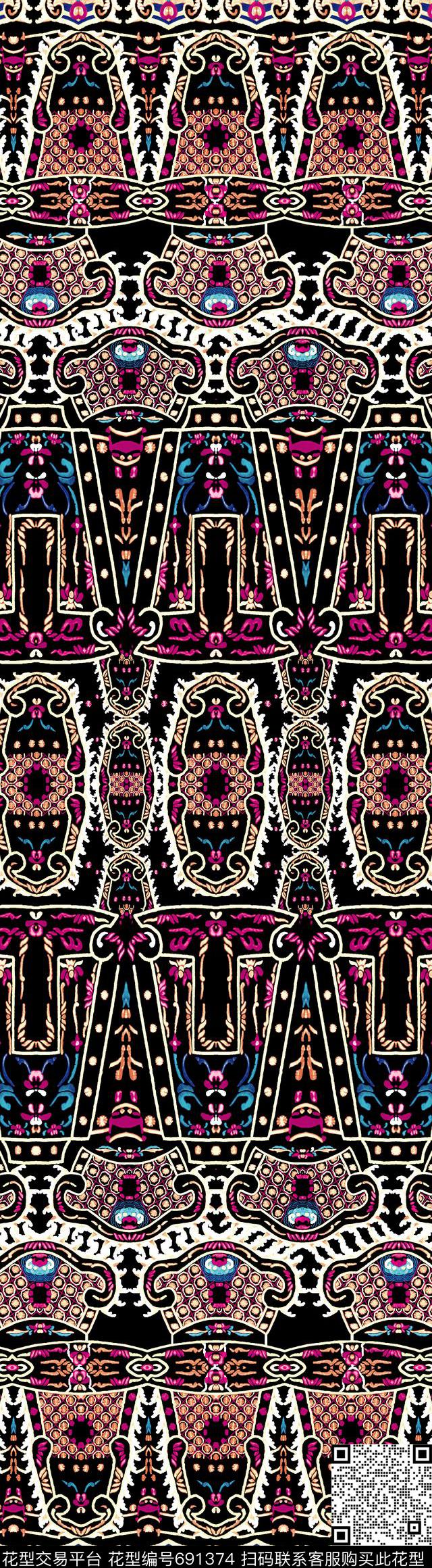 时尚豹纹牡丹数码印花华亿平台下载（图片编号: 691374） - 瓦栏（Walan）