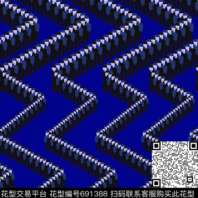 几何不规则锯齿波浪人群队伍传统印花华亿平台下载（图片编号: 691388） - 瓦栏（Walan）