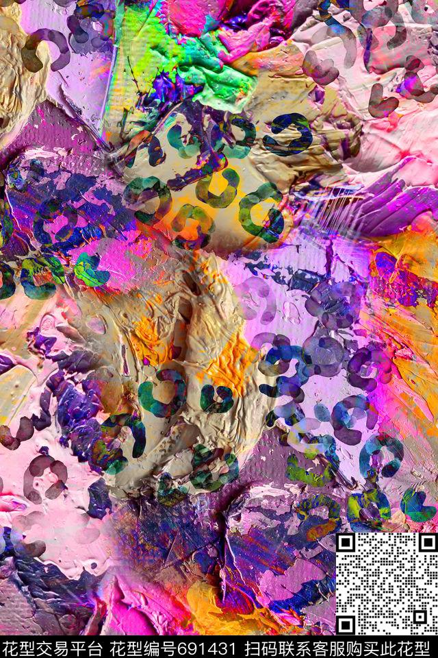 女装几何豹纹数码印花华亿平台下载（图片编号: 691431） - 瓦栏（Walan）