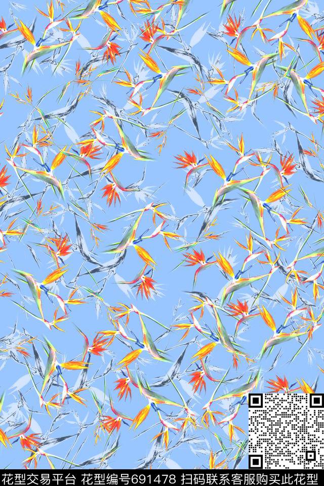 17早春系列乱花花朵数码印花华亿平台下载（图片编号: 691478） - 瓦栏（Walan）