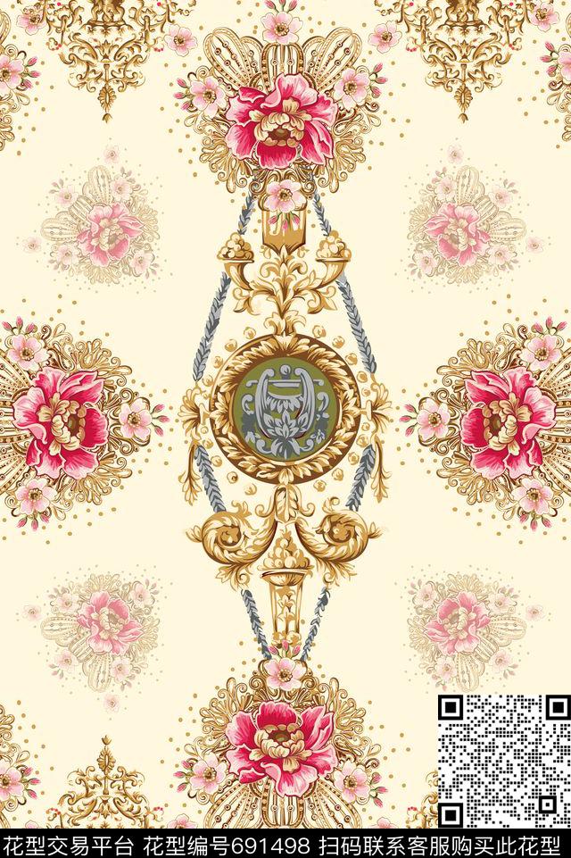 欧式花卉欧式卷草巴洛克数码印花华亿平台下载（图片编号: 691498） - 瓦栏（Walan）