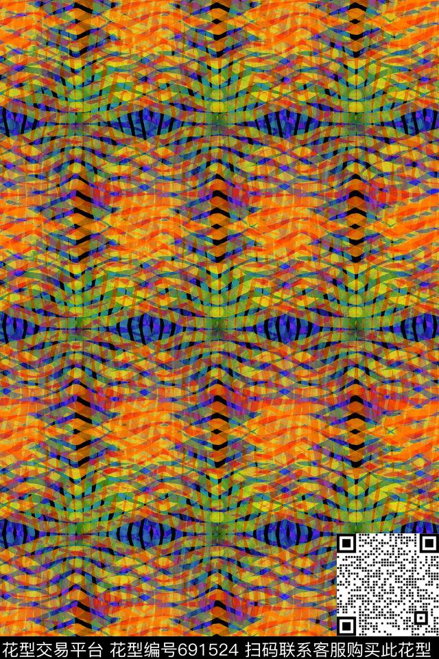 波浪线曲线时尚数码印花华亿平台下载（图片编号: 691524） - 瓦栏（Walan）