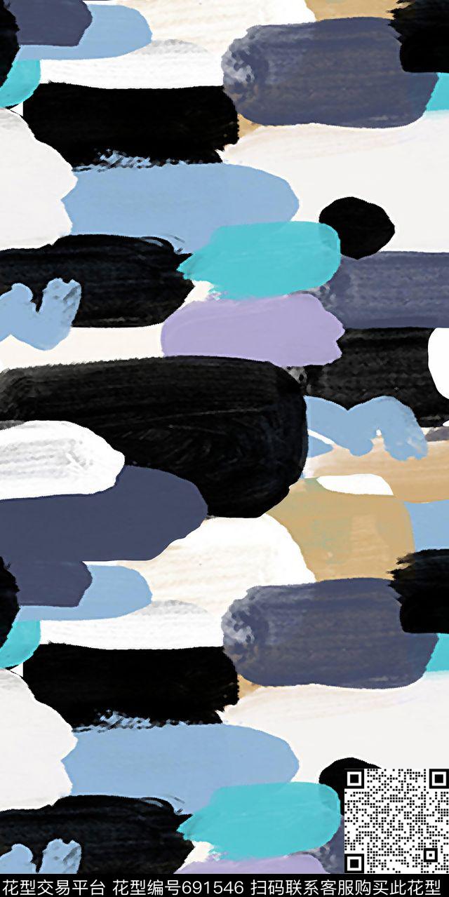 色块抽象数码印花华亿平台下载（图片编号: 691546） - 瓦栏（Walan）