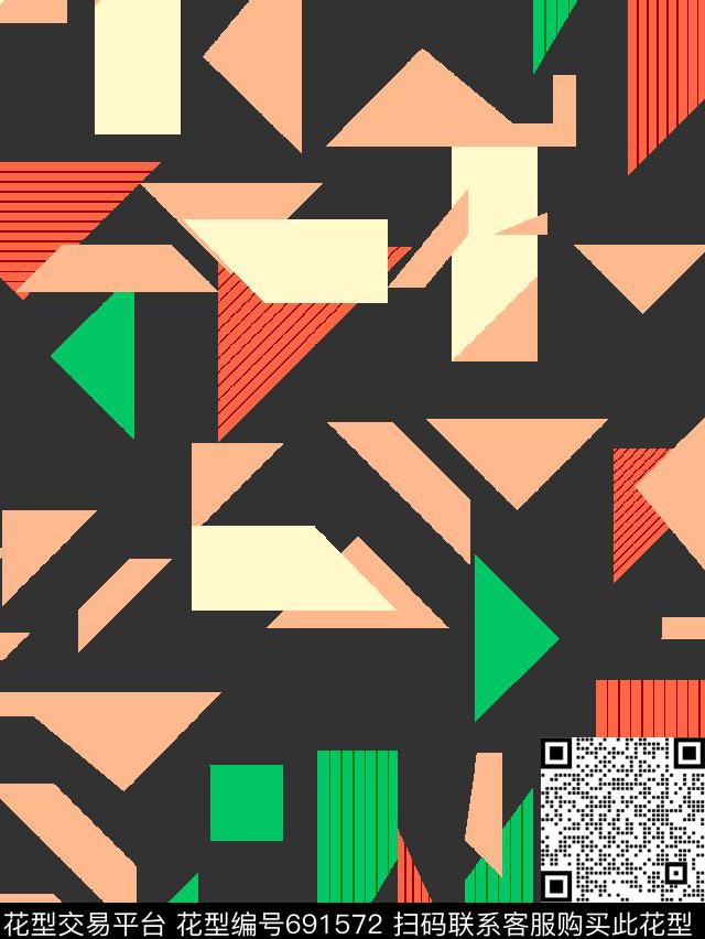几何三角不规则几何传统印花华亿平台下载（图片编号: 691572） - 瓦栏（Walan）