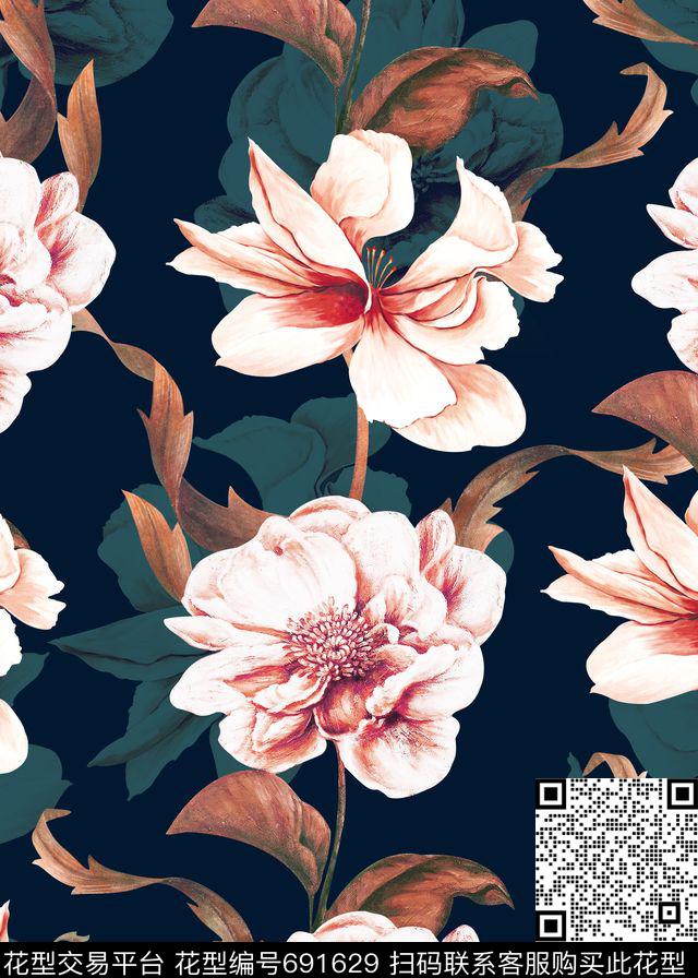 油画花卉手绘油画植物数码印花华亿平台下载（图片编号: 691629） - 瓦栏（Walan）