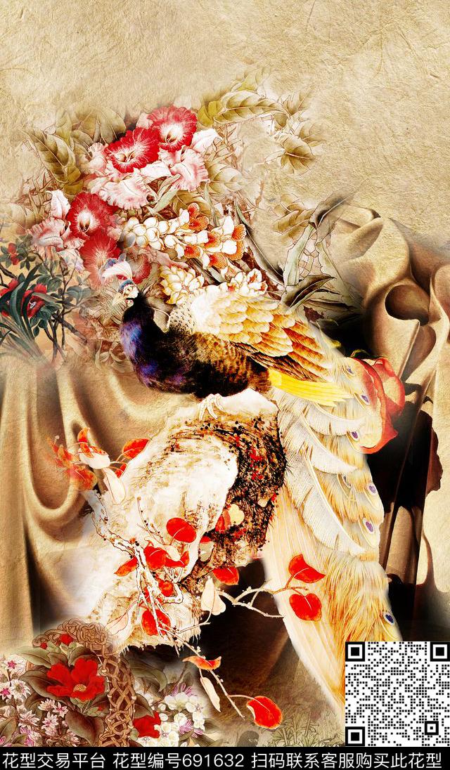 国画水墨风景数码印花华亿平台下载（图片编号: 691632） - 瓦栏（Walan）