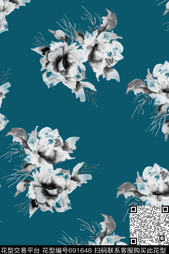 清晰黑白半透明数码印花华亿平台下载（图片编号: 691648） - 瓦栏（Walan）