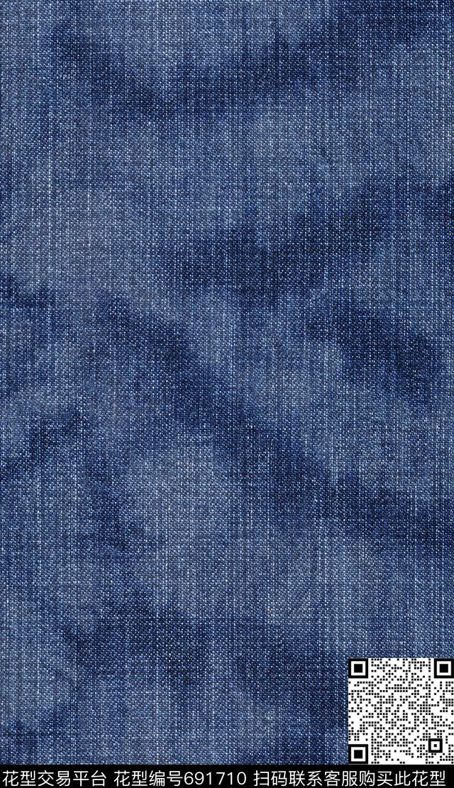 扎染效果做旧水洗牛仔布数码印花华亿平台下载（图片编号: 691710） - 瓦栏（Walan）