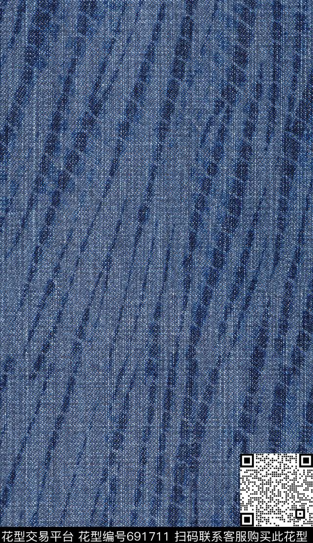 扎染效果做旧水洗牛仔布数码印花华亿平台下载（图片编号: 691711） - 瓦栏（Walan）