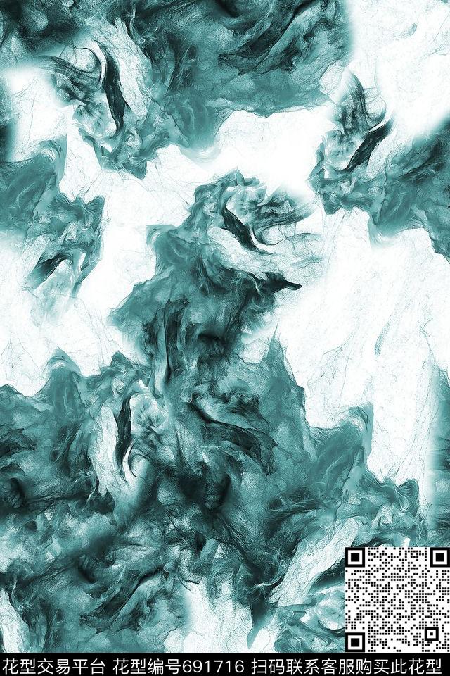 烟雾男装抽象数码印花华亿平台下载（图片编号: 691716） - 瓦栏（Walan）