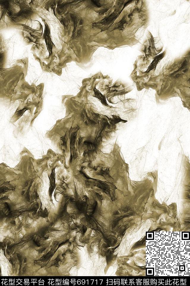 烟雾男装抽象数码印花华亿平台下载（图片编号: 691717） - 瓦栏（Walan）