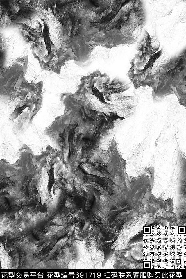 烟雾男装抽象数码印花华亿平台下载（图片编号: 691719） - 瓦栏（Walan）