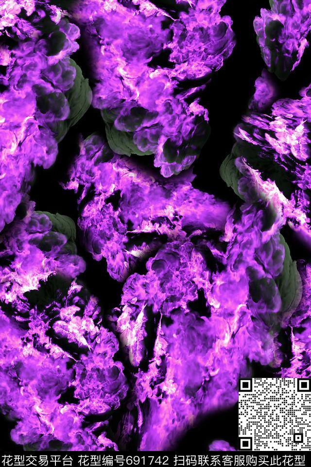 星空烟雾火焰数码印花华亿平台下载（图片编号: 691742） - 瓦栏（Walan）