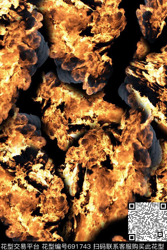 星空烟雾火焰数码印花华亿平台下载（图片编号: 691743） - 瓦栏（Walan）