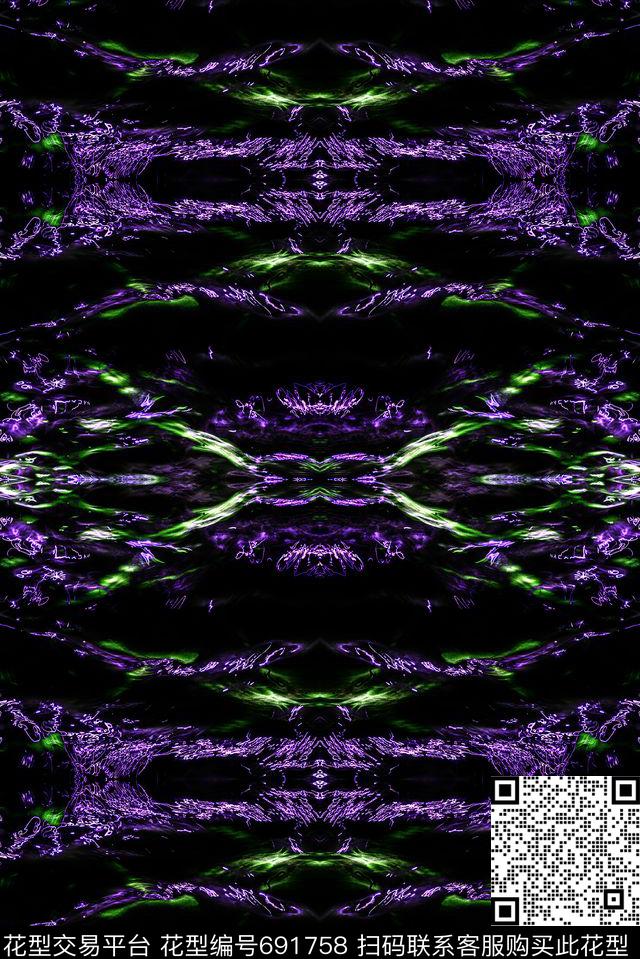 抽象男装对称数码印花华亿平台下载（图片编号: 691758） - 瓦栏（Walan）