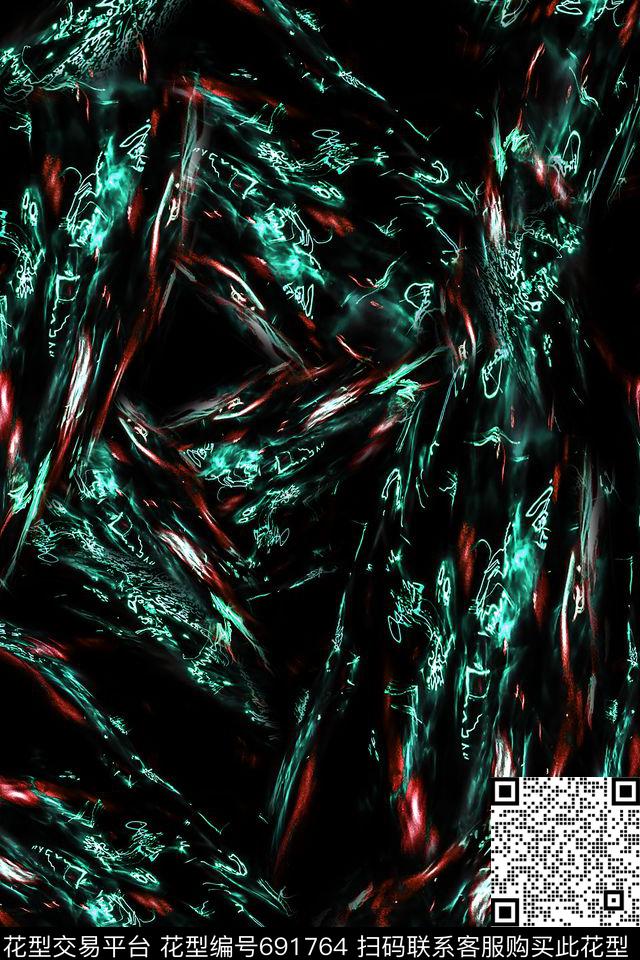 男装抽象水纹数码印花华亿平台下载（图片编号: 691764） - 瓦栏（Walan）