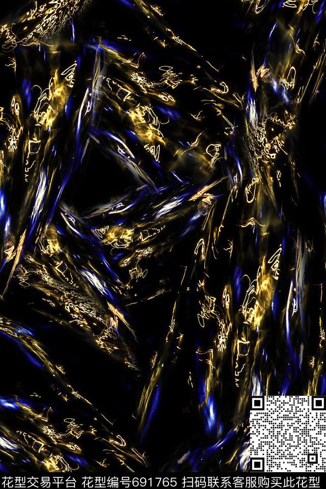 男装抽象水纹数码印花华亿平台下载（图片编号: 691765） - 瓦栏（Walan）