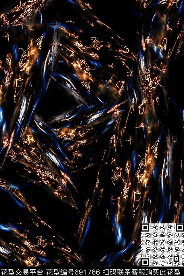 男装抽象水纹数码印花华亿平台下载（图片编号: 691766） - 瓦栏（Walan）