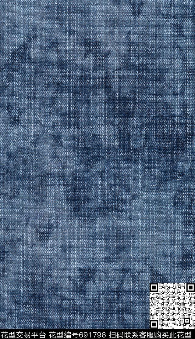 扎染效果做旧水洗牛仔布数码印花华亿平台下载（图片编号: 691796） - 瓦栏（Walan）
