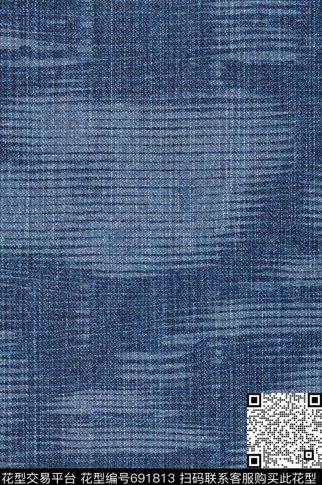扎染效果做旧水洗牛仔布数码印花华亿平台下载（图片编号: 691813） - 瓦栏（Walan）