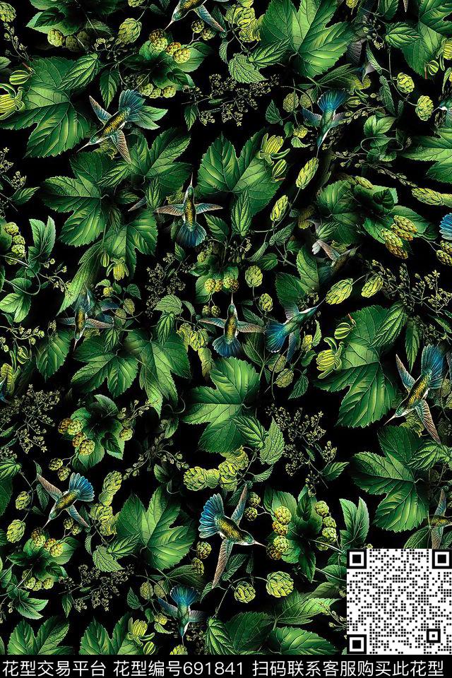 鸟儿热带男装数码印花华亿平台下载（图片编号: 691841） - 瓦栏（Walan）