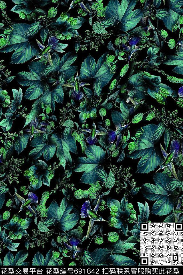 鸟儿热带男装数码印花华亿平台下载（图片编号: 691842） - 瓦栏（Walan）