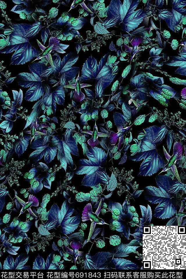 鸟儿热带男装数码印花华亿平台下载（图片编号: 691843） - 瓦栏（Walan）