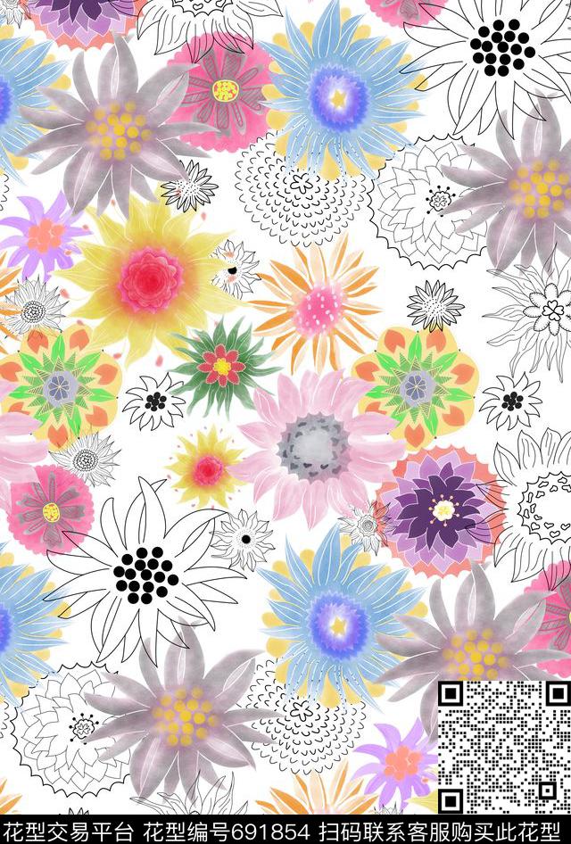 花卉数码印花华亿平台下载（图片编号: 691854） - 瓦栏（Walan）