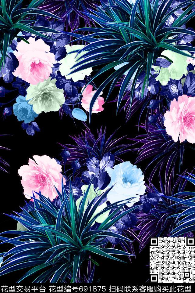 女装花卉纯色底数码印花华亿平台下载（图片编号: 691875） - 瓦栏（Walan）