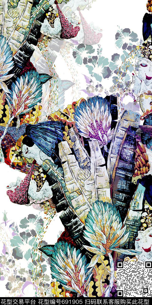 波西米亚民族风数码印花华亿平台下载（图片编号: 691905） - 瓦栏（Walan）