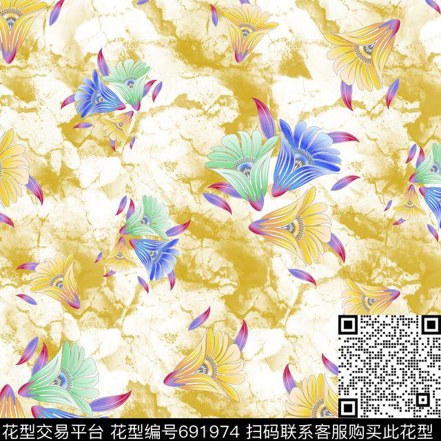 花朵花卉大理石机理数码印花华亿平台下载（图片编号: 691974） - 瓦栏（Walan）