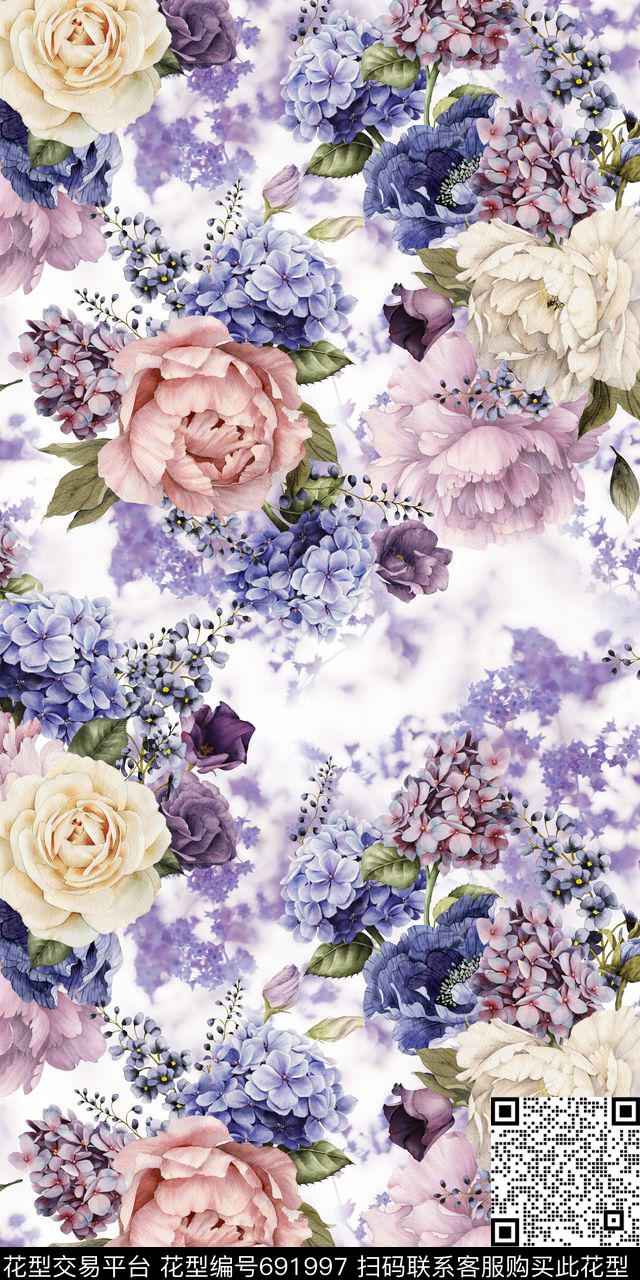 小碎花罂粟花乱花数码印花华亿平台下载（图片编号: 691997） - 瓦栏（Walan）