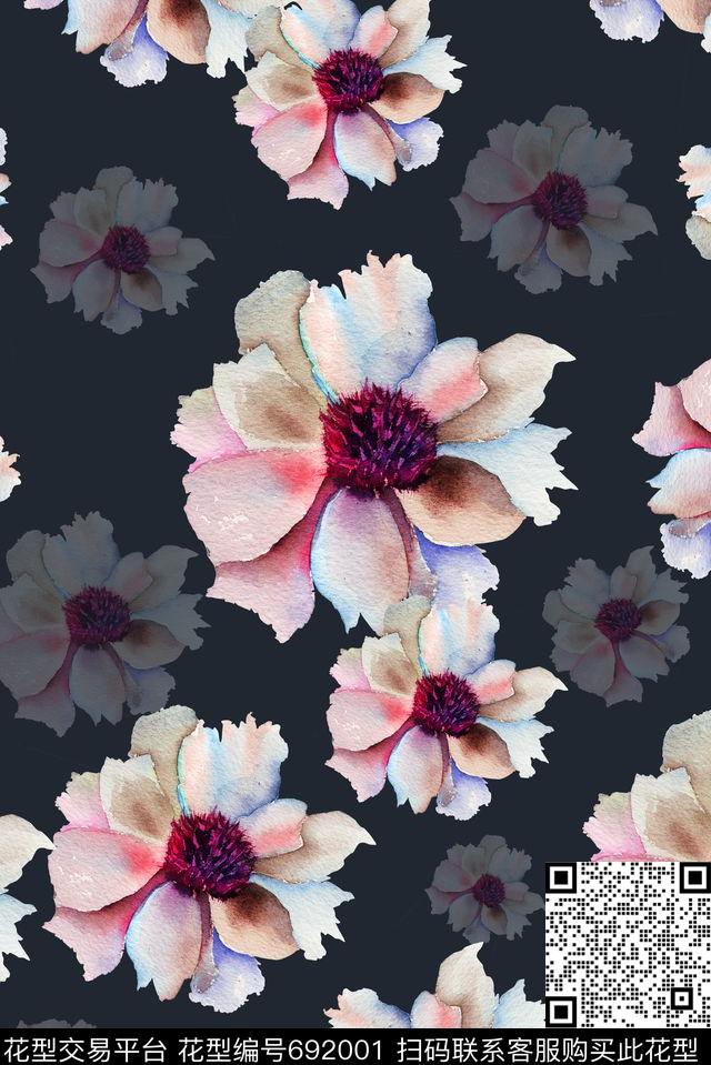 手绘抽象意境数码印花华亿平台下载（图片编号: 692001） - 瓦栏（Walan）