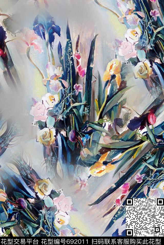 手绘水彩油画数码印花华亿平台下载（图片编号: 692011） - 瓦栏（Walan）