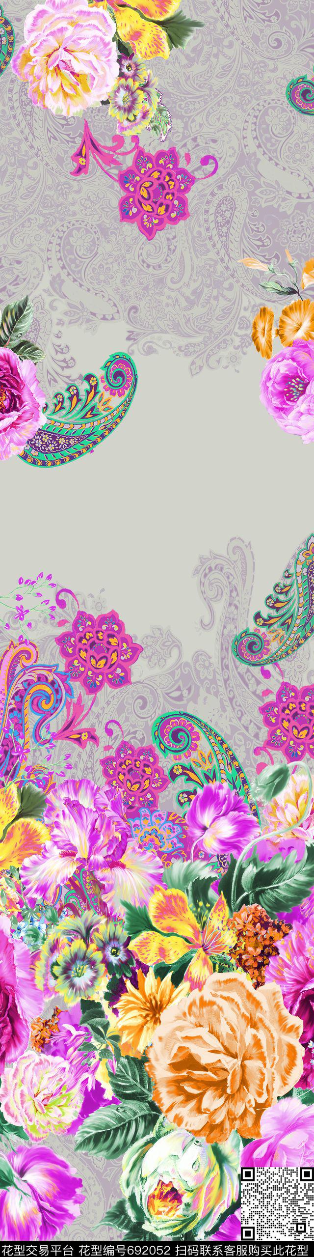 定位家纺花朵数码印花华亿平台下载（图片编号: 692052） - 瓦栏（Walan）