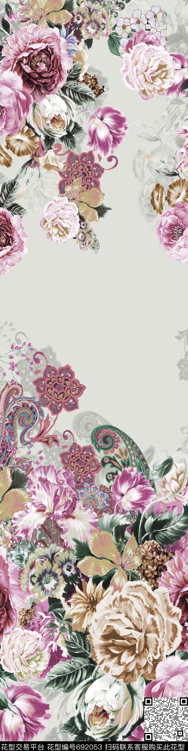 花朵定位华亿平台家纺数码印花华亿平台下载（图片编号: 692053） - 瓦栏（Walan）