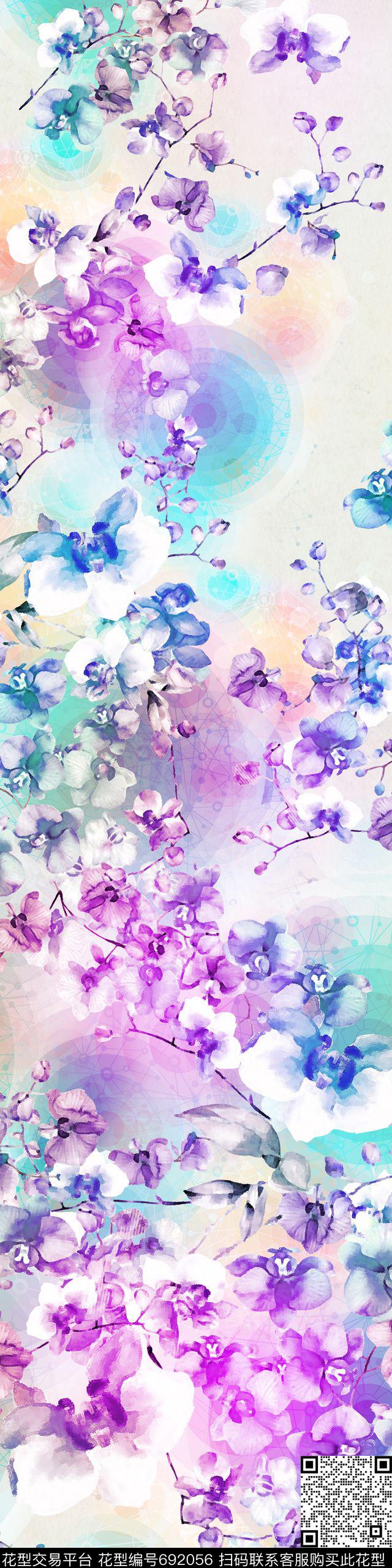花朵定位华亿平台花卉数码印花华亿平台下载（图片编号: 692056） - 瓦栏（Walan）
