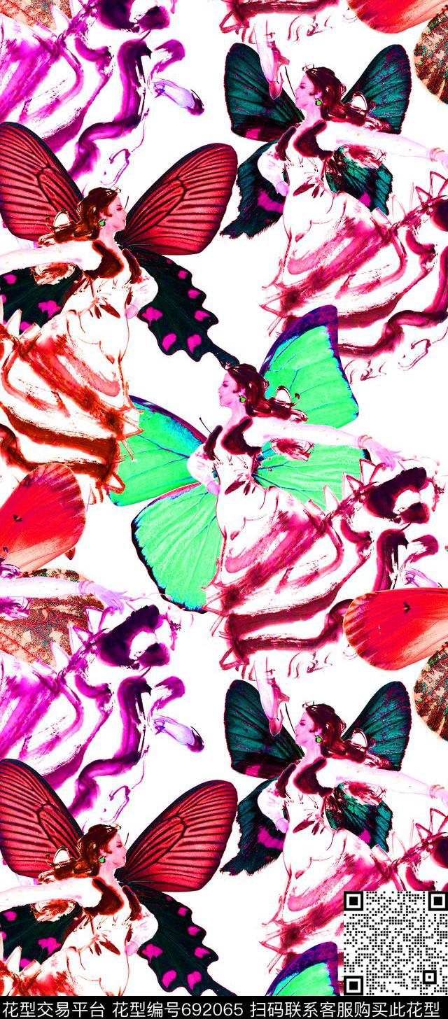 MAX-女装花卉动感手绘蝴蝶数码印花华亿平台下载（图片编号: 692065） - 瓦栏（Walan）