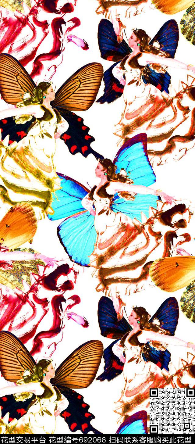 MAX-女装花卉动感手绘蝴蝶数码印花华亿平台下载（图片编号: 692066） - 瓦栏（Walan）