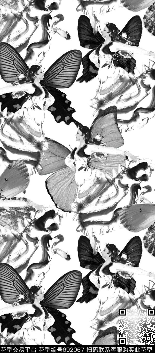 MAX-女装花卉动感手绘蝴蝶数码印花华亿平台下载（图片编号: 692067） - 瓦栏（Walan）
