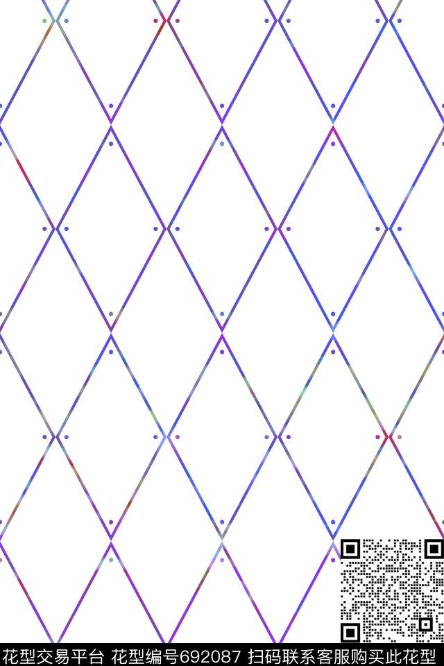 幻彩菱形几何数码印花华亿平台下载（图片编号: 692087） - 瓦栏（Walan）