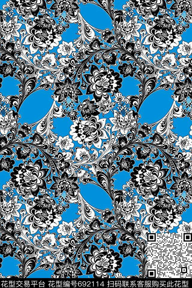 中国风几何时尚传统印花华亿平台下载（图片编号: 692114） - 瓦栏（Walan）